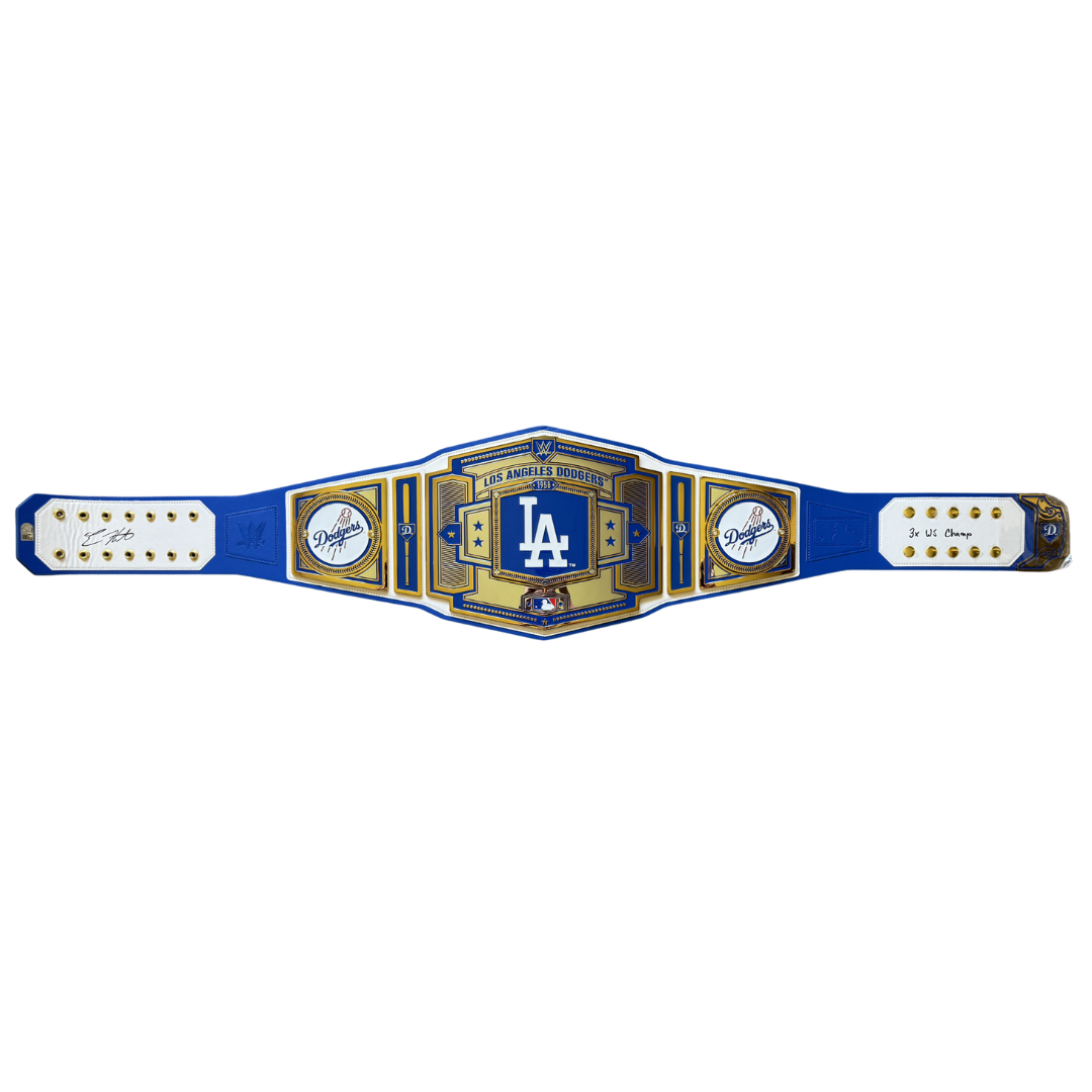 Kike Hernandez Autographed "3x WS Champ" Los Angeles Dodgers WWE Wrestling Belt