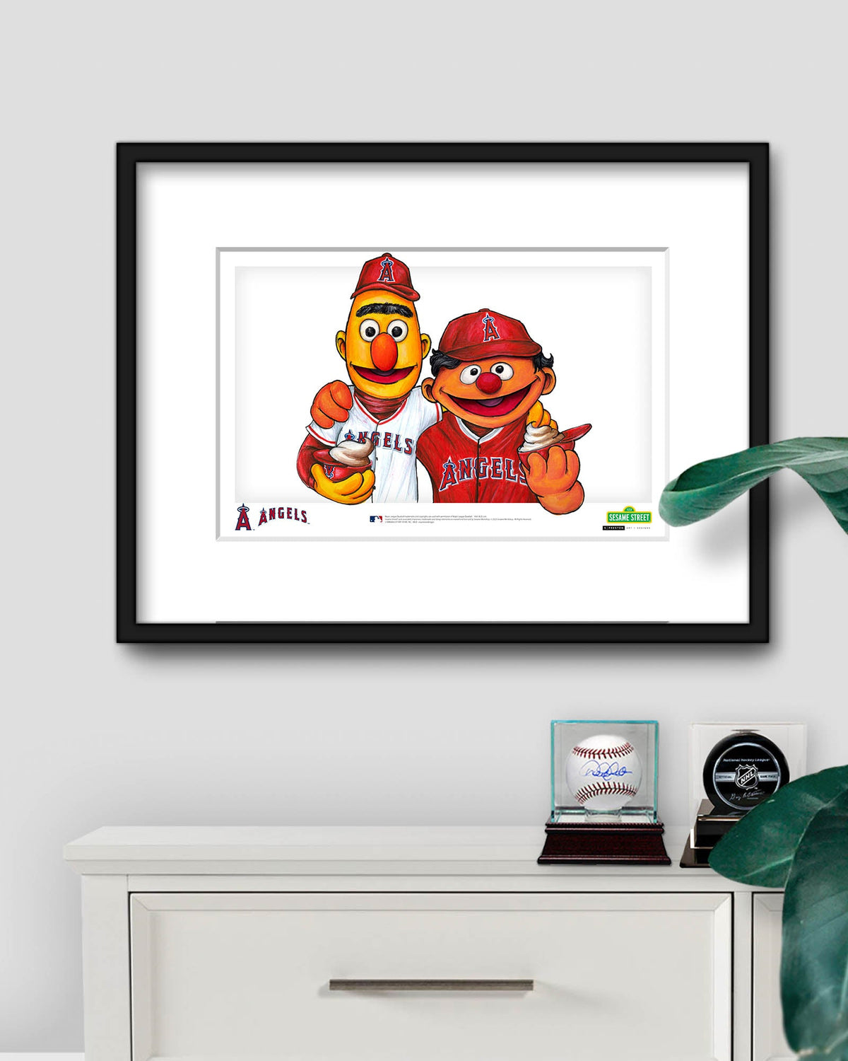 Bert and Ernie x MLB Angels Limited Edition Art Print