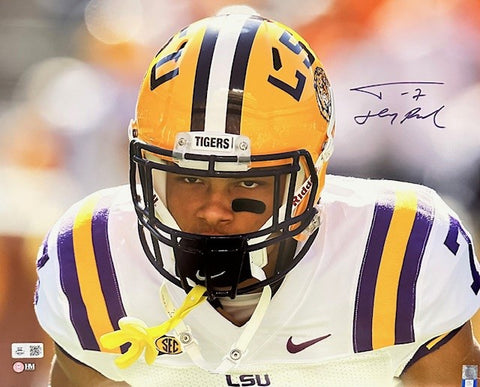 Tyrann Mathieu Autographed "Honey Badger" 16x20 - LSU Close Up