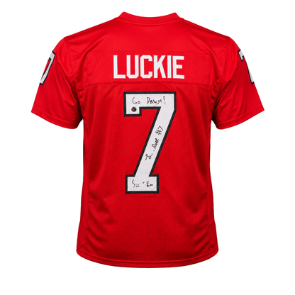 Lawson Luckie Autographed "Go Dawgs & Sic Em" Red Custom Jersey
