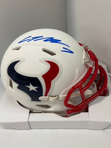 C.J. Stroud Autographed Houston Texans Riddell Flat White Speed Mini Helmet