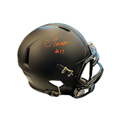 Carnell Tate Autographed Ohio State Black Mini Football Helmet (Red Signature)