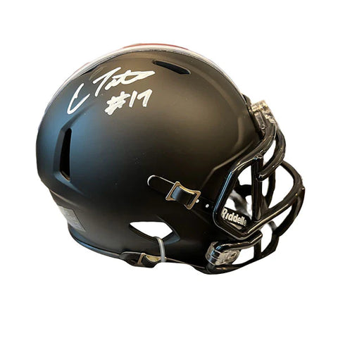 Carnell Tate Autographed Ohio State Black Mini Football Helmet (White Signature)