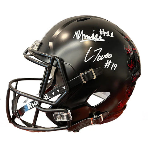 Carnell Tate & Brandon Inniss Autographed Ohio State Black Mini Football Helmet