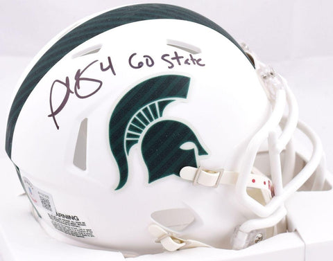 Plaxico Burress Autographed "Go State!" Michigan State Mini Helmet
