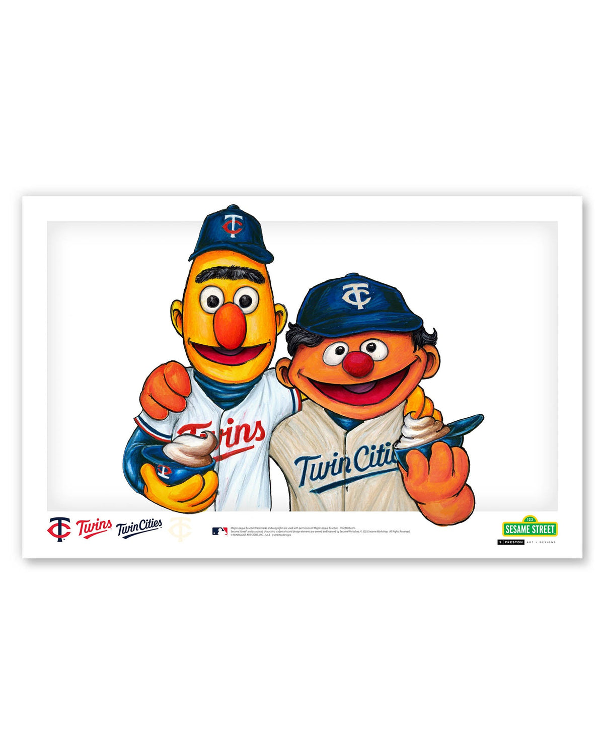 Bert and Ernie x MLB Twins Limited Edition Art Print