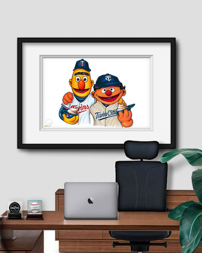 Bert and Ernie x MLB Twins Limited Edition Art Print