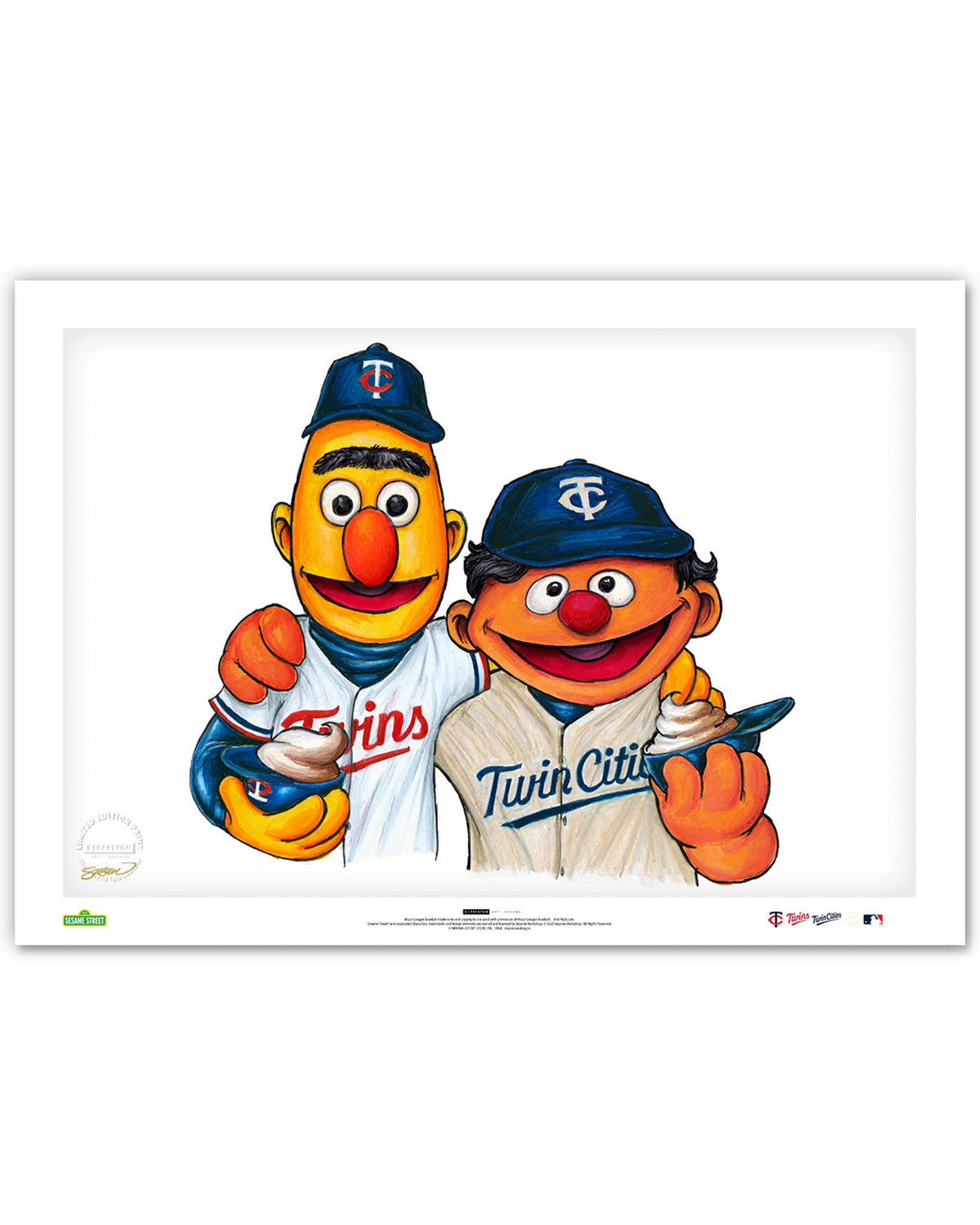 Bert and Ernie x MLB Twins Limited Edition Art Print