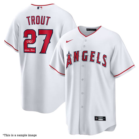 Mike Trout Autographed "Millville Meteor" Angels White Replica Jersey