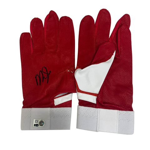 Mike Trout Autographed Diamond Elite Pro Red/White Batting Gloves