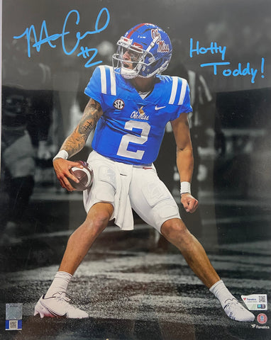 Matt Corral Autographed "Hotty Toddy" Ole Miss 11x14 - Touchdown Celebration Spotlight