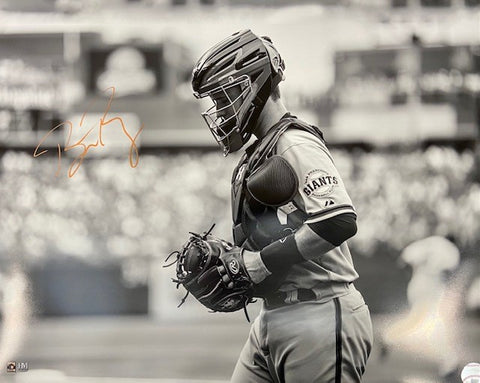 Buster Posey Autographed 16x20 - Walking Off B&W