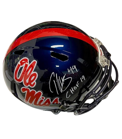 Patrick Willis Autographed “CHOF 19” Ole Miss Navy Replica Football Helmet