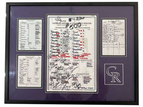 Clint Hurdle Framed Autographed 500th Victory as Rockies Manager Game Used Lineup Card - Player's Closet Project