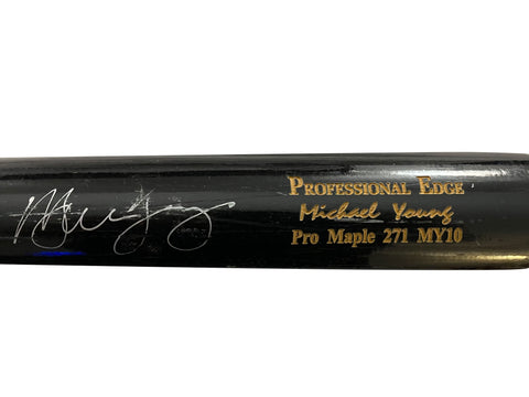 Michael Young Autographed Bat - Player's Closet Project