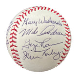 Bob Feller, Jim "Mudcat" Grant, Jim Perry, Luis Tiant, Rocky Calavito and others Autographed Baseball - Player's Closet Project
