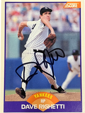 Dave Righetti 1988 Score Autographed Baseball Card - Player's Closet Project