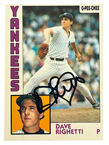 Dave Righetti 1984 O-Pee-Chee Autographed Baseball Card - Player's Closet Project