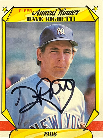 Dave Righetti 1987 Fleer Award Winner Autographed Baseball Card - Player's Closet Project