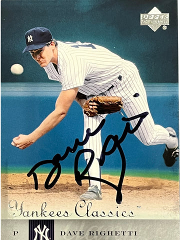 Dave Righetti 1996 Upper Deck Yankees Classic Autographed Baseball Card - Player's Closet Project