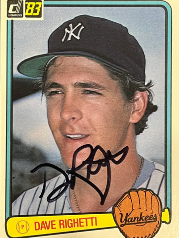 Dave Righetti 1983 Donruss Autographed Baseball Card - Player's Closet Project