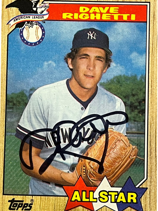 Dave Righetti 1987 Topps All Star Autographed Baseball Card - Player's Closet Project