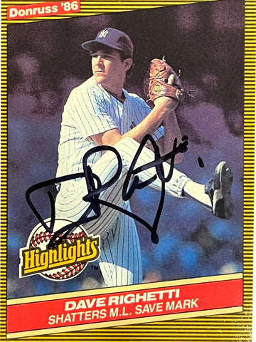 Dave Righetti 1986 Donruss Autographed Baseball Card - Player's Closet Project