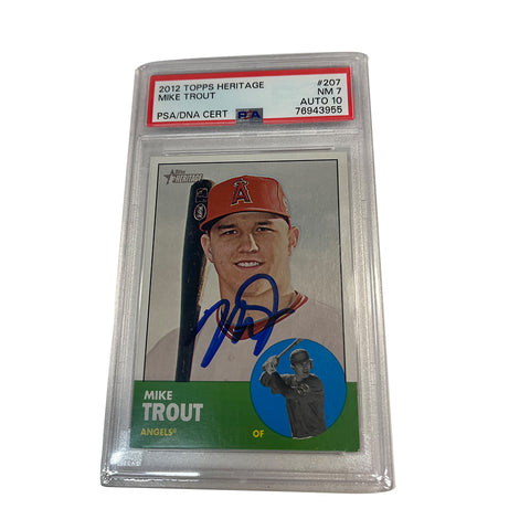 Mike Trout Autographed 2012 Topps Heritage PSA NM 7 Auto 10
