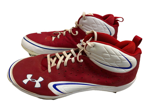 Ryan Howard Used Under Armor Red/Wht Cleats - Player's Closet Project