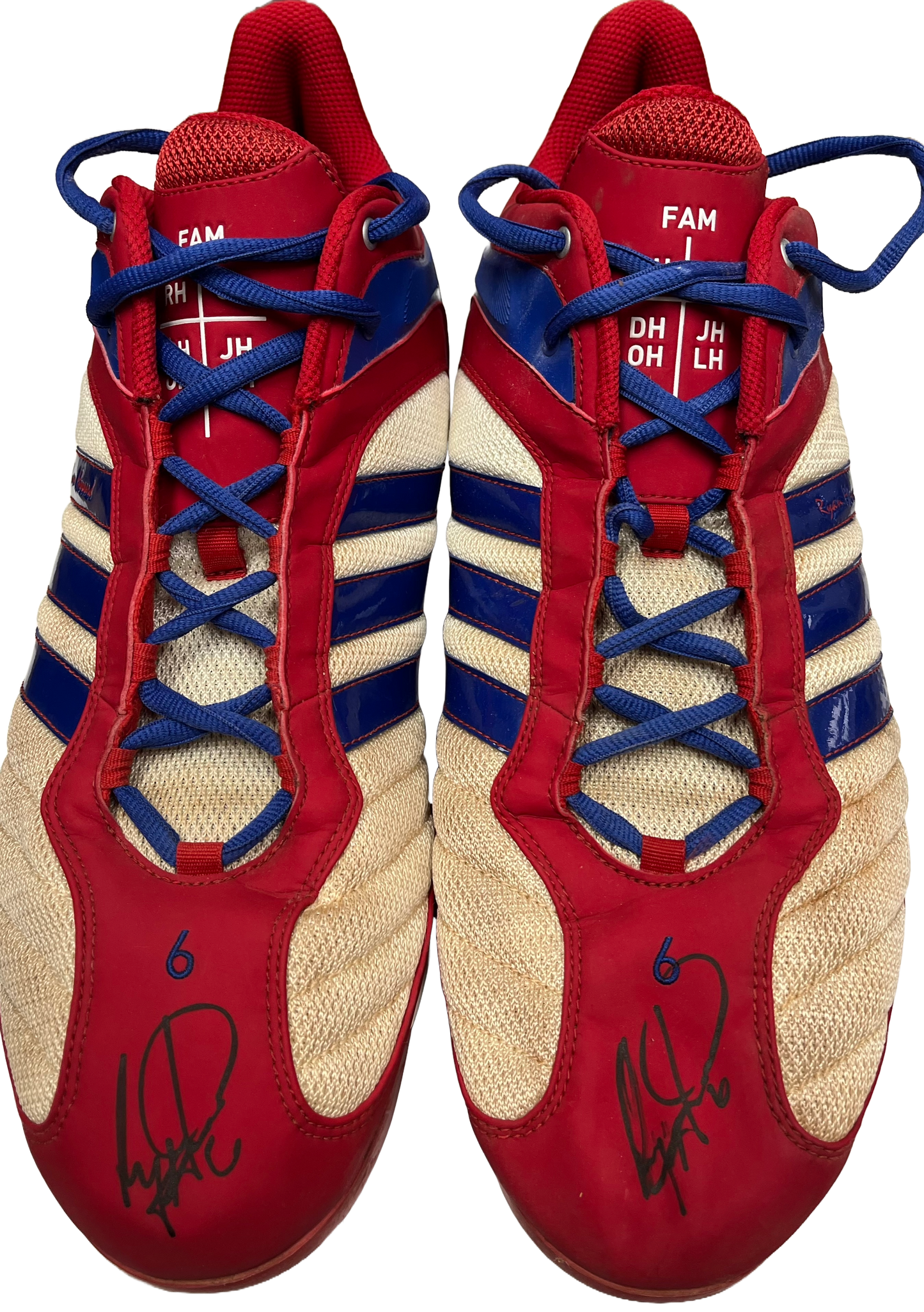 Ryan Howard Autographed Adidas Red/White/ Blue Cleats - Player's Closet Project