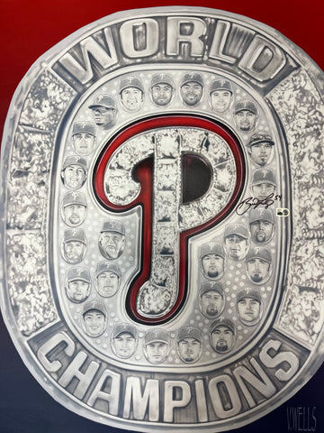 2008 Phillies World Champions Autographed Poster - Player's Closet Project
