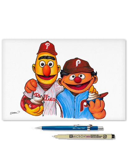 Bert and Ernie x MLB Phillies Limited Edition Art Print