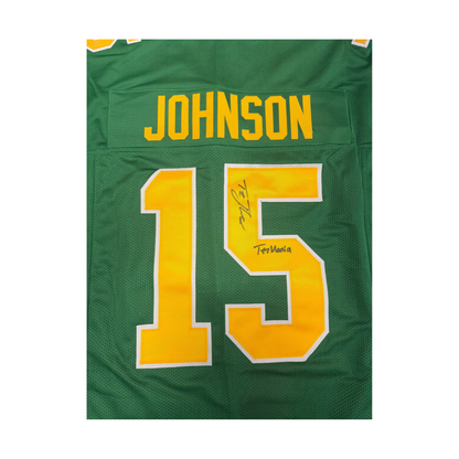 Tez Johnson Autographed "Tezmania" Green Custom Jersey