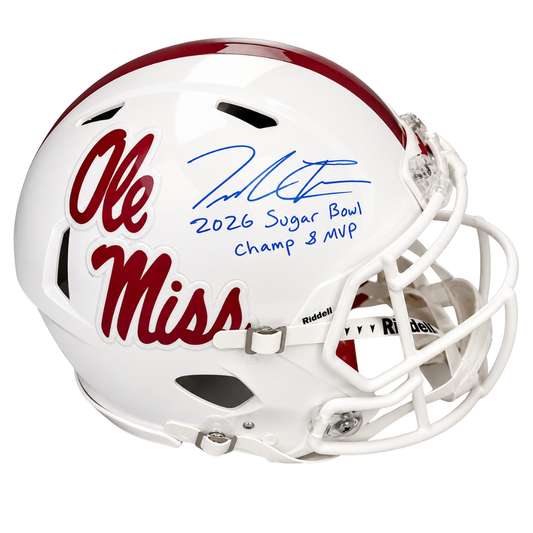 Trinidad Chambliss Autographed "2026 Sugar Bowl Champ & MVP" Ole Miss White Authentic Football Helmet