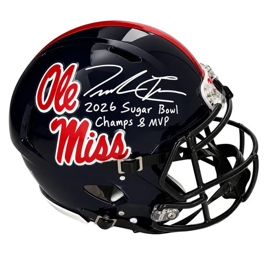 Trinidad Chambliss Autographed "2026 Sugar Bowl Champs & MVP" Ole Miss Navy Blue Authentic Football Helmet