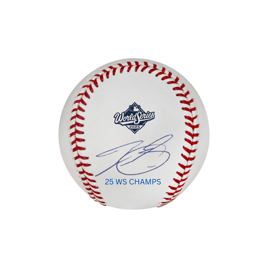 Tyler Glasnow Los Angeles Dodgers Autographed 2025 World Series Logo Baseball - (PRESALE)