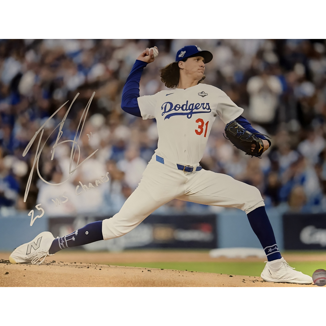 Tyler Glasnow Los Angeles Dodgers Autographed "25 WS CHAMPS" 16x20 Photo
