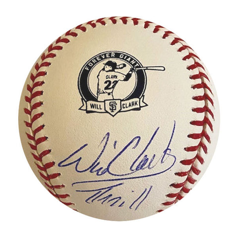 Will Clark Autographed "Thrill" Forever Giant Retirement Logo Baseball