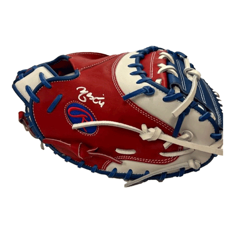 Yadier Molina Autographed Red/White/Blue Catcher's Mitt