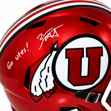 Zack Moss Autographed Utah Utes Red Replica Football Helmet – "Go Utes!" Inscription
