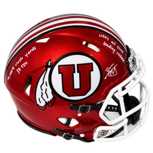 Zack Moss Autographed Utah Utes Red Authentic Football Helmet – Multiple Inscriptions