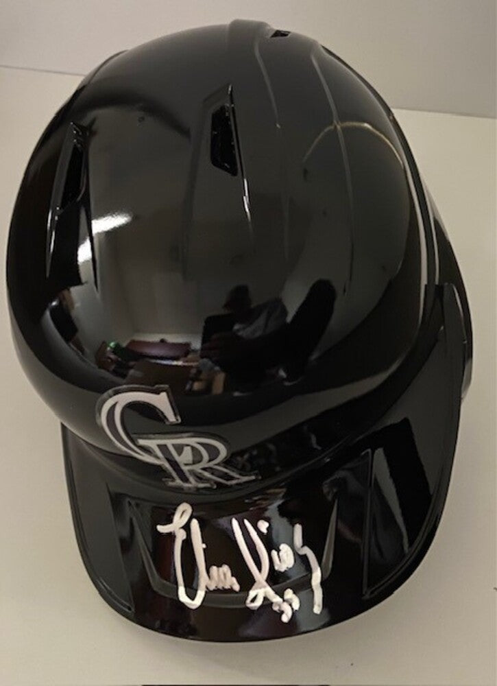 Elias Diaz Autographed Rockies Helmet