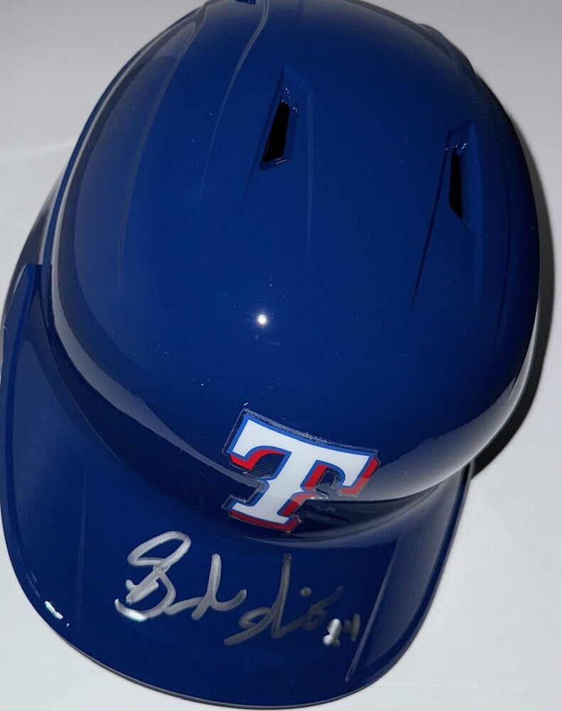 Brandon Nimmo Autographed Rangers Batting Helmet