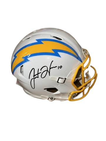 Justin Herbert Autographed White Chargers Authentic Helmet