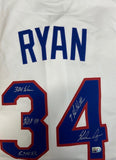 Nolan Ryan Autographed STAT Inscription Rangers Jersey