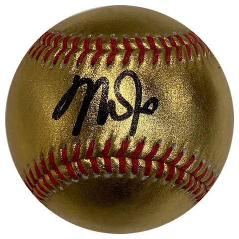 Gold and Red Rawlings MLB Baseball signed by Mike Trout