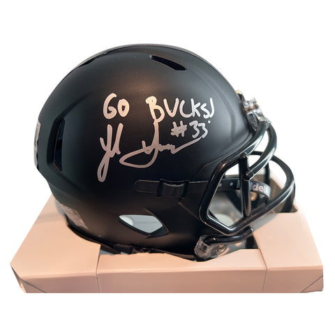 Jack Sawyer Autographed "Go Bucks" Alternate Black Ohio State Mini Helmet (Signed in Silver)