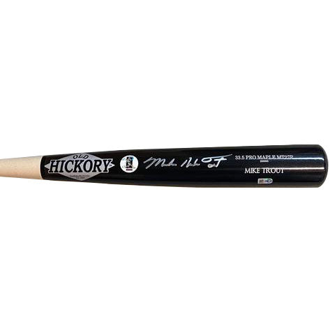 Black Old Hickory Bat with Michael Nelson Trout Full Name Autograph
