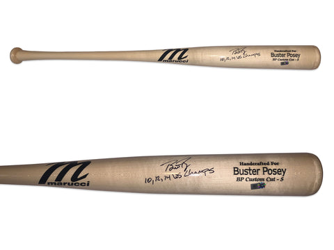 Buster Posey Autographed Marucci Game Model Bat with "10, 12, 14 WS Champs" Inscription