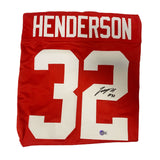 TreVeyon Henderson Autographed Ohio State Red Jersey - Beckett